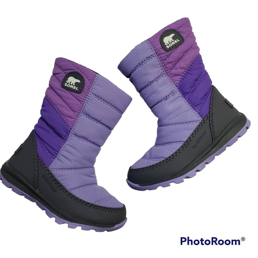 Sorel Whitney Waterproof Purple Little Girls Winter Snow Boots Size 8